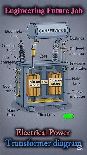 Electrical Power Transformer Diagram | Basic to Advance Explained 🔥#transformer #PowerTransformer
