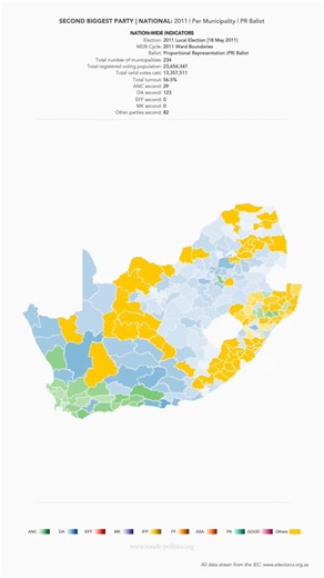 Heat Map | National | Second Biggest Party | By Municipality | 2011-2024