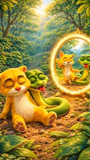 Mongo found a magic mirror.. but the reflection has its own plans! 🪞🐍😂 | Mongo & Naga