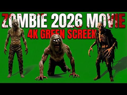 Zombie 2026 Movie 4K Green Screen | Ultra Realistic Horror Zombie Animation | GreenX AI |