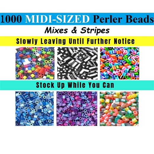 1000 Perler Melting Bead Brand, Midi Size, Bulk Bead Lot, Color Stripe Mix Beads - Etsy