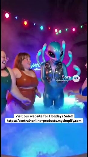 Ladies Dancing with Alien friend in Hot Tub-AI. #Christmas, #ai, #comedy, #ufo.