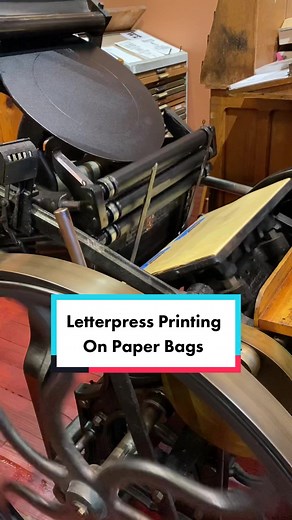 Letterpress Printing Our Museum Logo on Paper Bags
