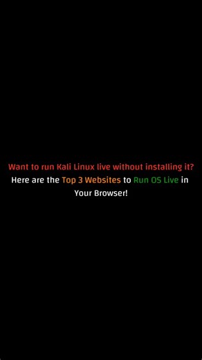 Incredible Hacker | Cybersecurity | Hacking on Instagram: "🚀 Want to try Kali Linux or other OS without installing anything? You don’t need VirtualBox or dual boot for this method Here are the Top 3 Websites where you can run an OS live directly in your browser: 1️⃣ DistroTest.net – Run and test hundreds of Linux distros online. 2️⃣ Copy.sh – Lightweight emulator for Linux, Windows, and more. 3️⃣ JSLinux – Run Linux inside your browser with zero setup. 💡 Perfect for practicing et