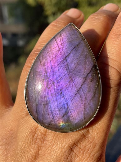 Spectrolite Labradorite Solid 925 Sterling Silver Ring Rainbow Color Gray PURPLE Stone Natural Gemstone, Rare Colors Women's Jewelry Gift - Etsy