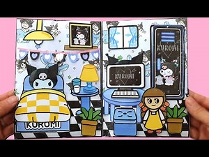 [ 🏠DIY Squishy Book🏠 ] 쿠로미 집꾸미기 | 무료도안 KUROMI House paperdiy tutorial sanrio interior | ASMR