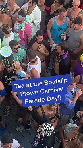 Tea at the Boatslip on parade day of Carnival in Ptown! #ptown #provincetown #dragqueen #gay #lgbtq #ptowncarnival2022 #provincetowncarnival #ptowncarnival #costumes #carnival #party #teadance #boatslipresort #boatslip #costumeideas2022 #costumeideas