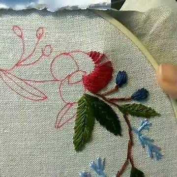 How to embroider a red flower