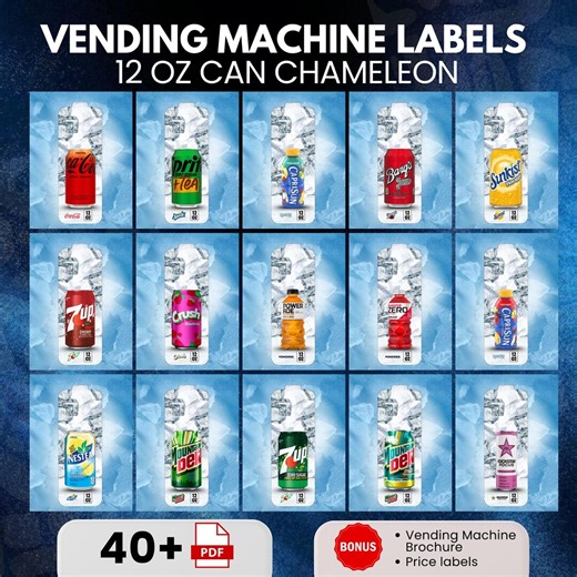 12 Oz Can Vending Machine Labels, High Quality Labels, Soda Pop Labels, Soft Drinks Vending Machine Labels, Vending Machine Drinks Label - Etsy