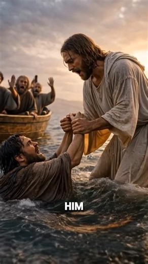 Jesus walks on water and saved peter from drowning #WalkByFaith#Jes usSaves #BibleShorts