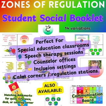 #10 Zone of Regulation Adapted Student Booklet | SEL |Self-Reg | Symbol Supports