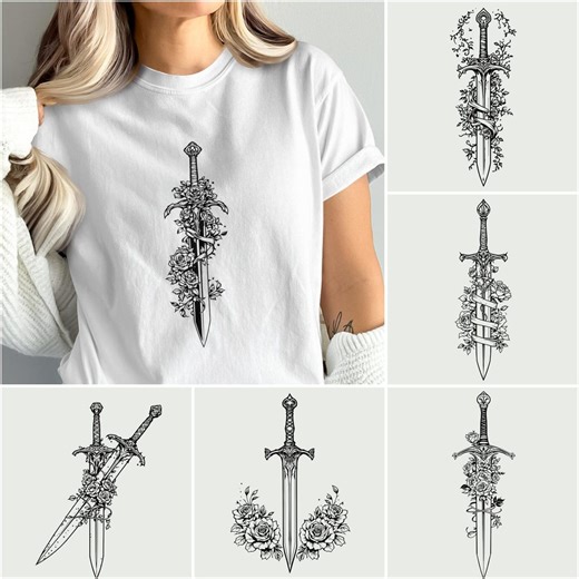 Sword Rose Romantasy PNG: Floral Gothic Sword Art, Digital Download Bundle, POD Artwork for Sellers, Multiple PNG Artwork, Medieval Fantasy - Etsy