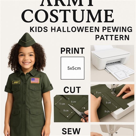 Army Costume Sewing Pattern for Kids (sizes 3-8Y) (PDF Download) - Etsy