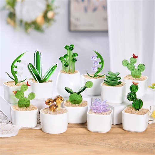 Glass Potted Plants, Glass Succulents, Glass Cactus,glass Flower,stained Glass Plants,artificial House Plant,cactus Lover,car Glass Ornament - Etsy UK