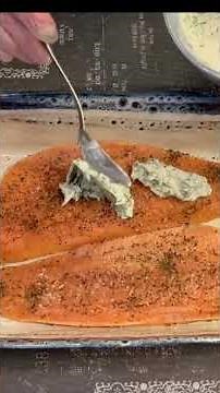 Tender Oven-Baked Salmon with Dill and Sour Cream #salmondinner