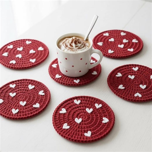 Valentine's Day Heart Coaster Crochet Pattern PDF - Easy Beginner Pattern - Quick and Easy Mug Rug Digital Download, Valentines Gift Decor - Etsy