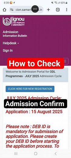 "IGNOU Admission Status Check | IGNOU Samarth Login Full Tutorial" Live Example"