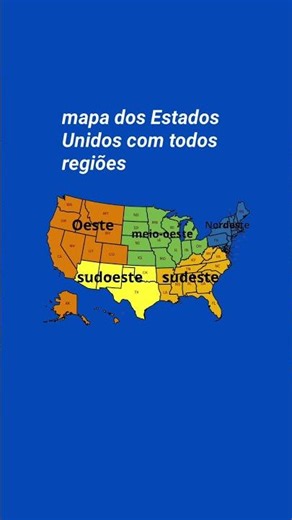 mapa dos estados Unidos com todas regiões