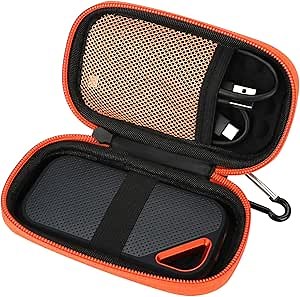 Hard Case for Sandisk Extreme Pro/Sandisk Extreme Portable External SSD 128GB 500GB 1TB 2TB Protective Storage Travel Bag (Orange)