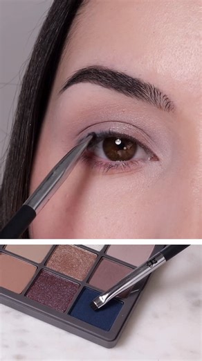 Ashley on Instagram: "Wearable eyeshadow look with a subtle pop of blue💙 Using the @anastasiabeverlyhills haze mini eyeshadow palette and navy blue liquid liner Comment “shop” and I’ll DM you the links to the products I used *products gifted in PR #eyeshadow #eyemakeup #easymakeuptutorial"