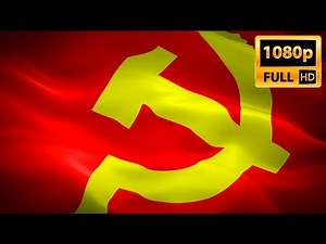 Communist flag flag closeup 1080p Full HD 1920X1080 footage video waving in wind. Soviet Union flag