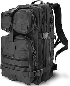 ProCase Military Tactical Backpack, 35L Large Capacity Rucksacks 2 Day Army Assault Pack Go Bag for Hunting, Trekking, Camping and Other Outdoor Activities -Black