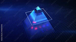 Electronic pyramid and scanning. Information safety concept. Seamless loop 3D render animation with depth of field
