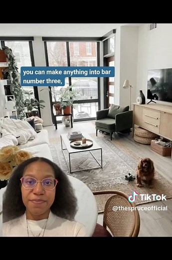 Decorate your living room on a budget with these chic and easy renter-friendly decor ideas from longtime renters. 👍 #TheSpruce #livingroomdecorideas #smallspacelivingtips #interiordecortips #apartmentdecorinspo #barcartideas