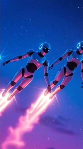 Flying Robot in a Neon Universe 🌌💥 | Electric Blue & Pink Explosion