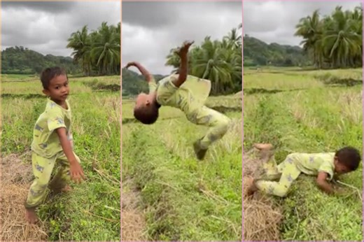 Watch: Backflip mishap in Bohol rice field