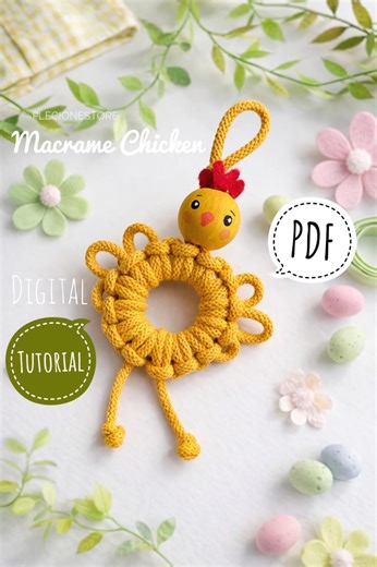 Macrame Chicken Tutorial PDF | Beginner Spring Ornament (digital Download) - Etsy