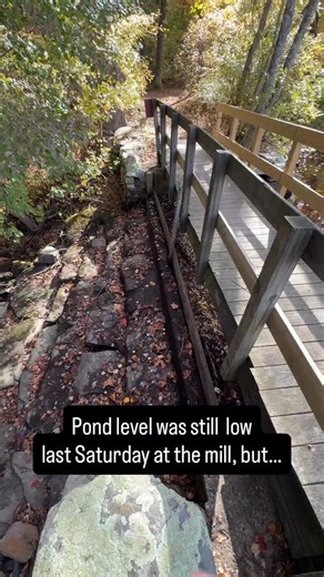 Despite a little rain early last week, the pond was still low for Saturday afternoon visitors. We were all glad the water level was sufficient to demonstrate the sawmill (the prior week the water was too low). It’s a lot more fun for the volunteers to show visitors the sawmill operating than talk about low water! Fall 2025 visitor season Saturdays 1-4 pm in October and November. . . . . . #ledyardupdownsawmill #ledyardct #newengland #connecticut #ledyard #travelnewengland #waterpower #sawmill #o