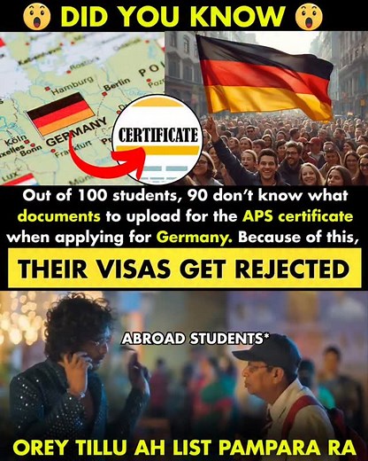✈️ Planning to Study in Germany? APS India certificate is your first and most important step! 🇩🇪 Here’s the full document checklist step-by-step guide every student needs before applying. Save this post 🔖 & share with your friends who are applying this year! aps india, aps certificate, germany study visa, german universities, aps process, document verification, study in germany, indian students abroad, aps step by step, aps application, masters in germany, bachelors in germany, aps documents,