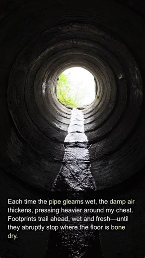 Wet footprints vanish in the haunted tunnel #shorts