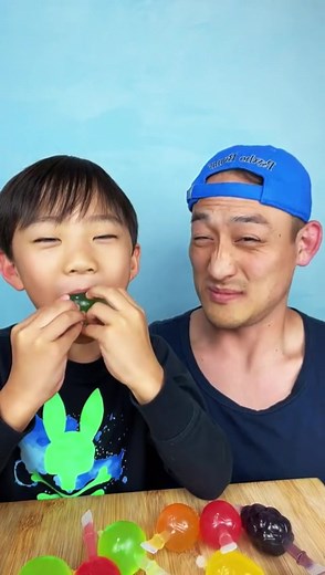 Hit or Miss jellies. Never know what to expect with him 🤣 This was taken from a clip when we went live on TikTok 🙌 #hitormiss #jellypop #fatherandson #sugarhigh | The CrunchBros