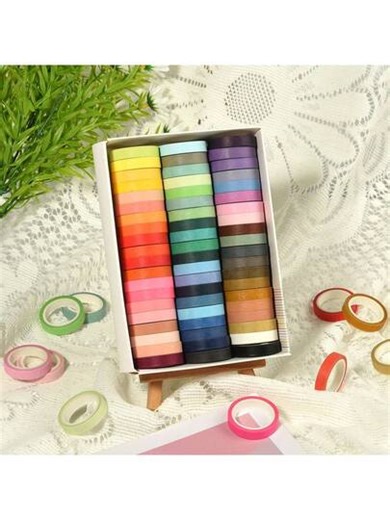 60 Colors Washi Tape, Basic Solid Rainbow Color Decorative Masking Tape Suitable For Art, Bullet Journaling, Packaging, Calendars, Scrapbooking, Sticker Tape | SHEIN