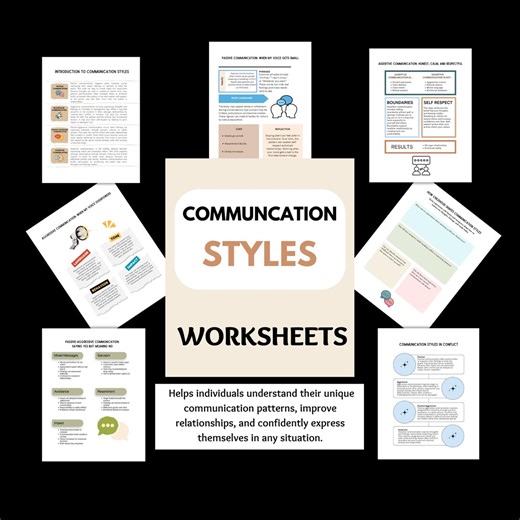 Communication Styles & Skills Worksheets, Adult Teens Therapy Counseling Workbook Tools, Assertive Communication,assertiveness Conversations - Etsy