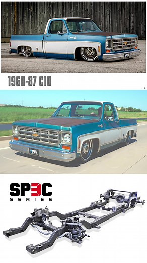 ‘Slammed' SPEC C10 Bagged Chassis. Visit Roadstershop.com For All of Our Chassis Offerings! #roadstershop #c10trucks #classictrucks
