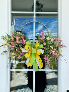 Gold Metal Ring Spring Wreath: Pink Floral Easter Decor - Etsy