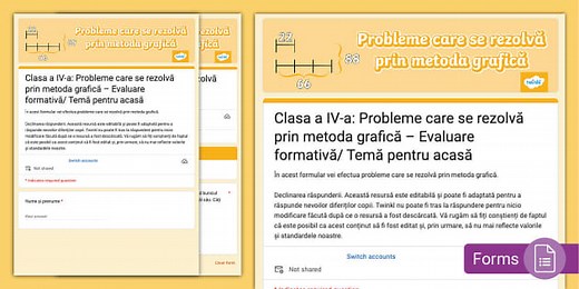 Clasa a IV-a: Probleme care se rezolvă prin metoda grafică – Evaluare formativă/ Temă pentru acasă