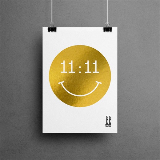 11:11 Smiley Poster – Daily Universe Wink – Minimalist Wall Art for Positive Vibes & Mindfulness - Etsy