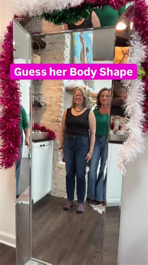Sweet Elaine Boutique on Instagram: "Guess her body shape! Is she hourglass, pear, inverted triangle, apple or rectangle body shape? Tell us below! #guessherbodyshape #stylebybodyshape #fashionforwomenover40"