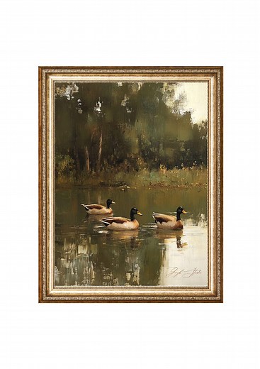 Vintage Mallard Ducks Oil Painting, Rustic Cottagecore Nature Scene (digital Print) - Etsy