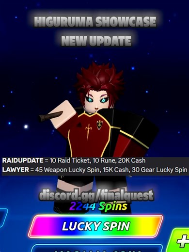 Higuruma Showcase in Anime Final Quest