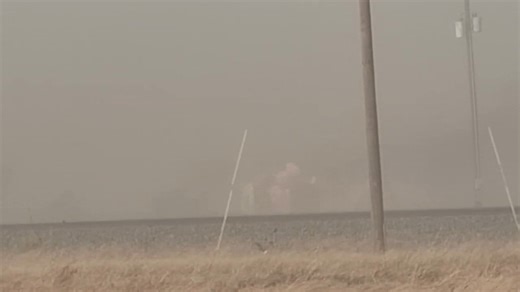 Our storm chaser Jon sent us this video of a structure on fire. This is the wildfire that started in Armstrong County and has spread into Donley County. | NewsChannel10