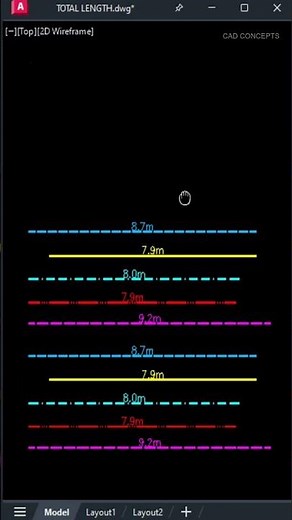 Total Length AutoCAD YQArch #autocad #cadtricks
