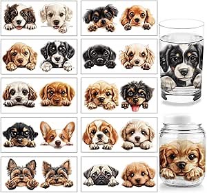 Amazon.com: arricraft 10 Pcs Cute Dog UV DTF Transfer Sticker, 10 Styles Peeping Dog Transfer Paper Rub on Stickers PVC Cup Wrap Waterproof Rub Decals for Cup Glass 24x11cm/9.4x11inch