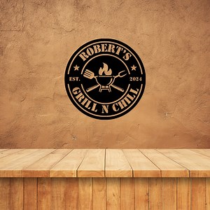 Personalized Grill N Chill Sign | BBQ Sign - Etsy