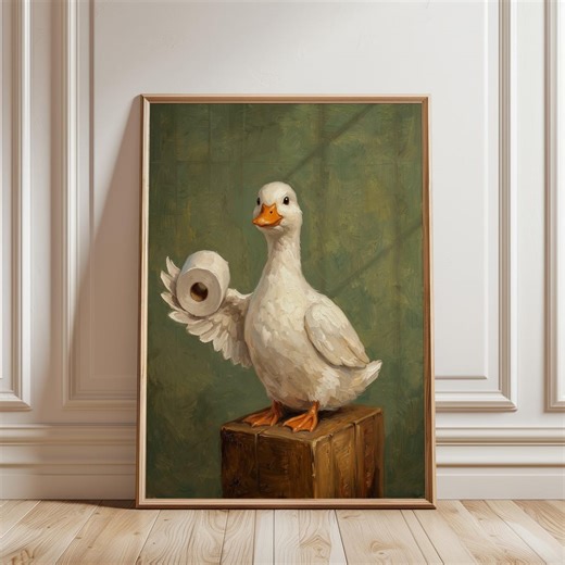 Vintage Duck Toilet Paper Bathroom Art Print, Humorous Quirky Home Decor (digital Download) - Etsy