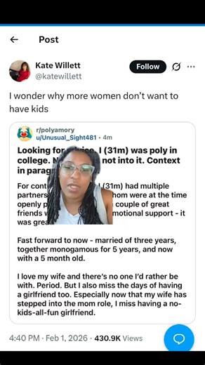 "Looking for advice. I (31m) was poly in college. Now wife is not into... | poly